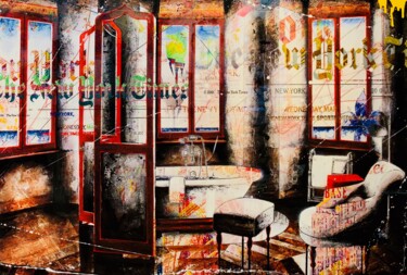 Painting titled "Bathroom in NY" by Fabiano, Original Artwork, Lacquer