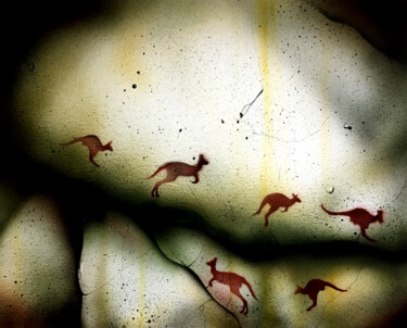 Malarstwo zatytułowany „Kangourous / Kangar…” autorstwa Fabien Dreuil, Oryginalna praca, Natryskiwacz
