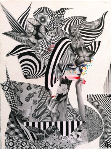 Collages intitulée "Madame Rêve" par Godfrinne F, Œuvre d'art originale, Collages