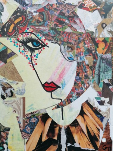 Collages intitulée "Miss Lovely" par Godfrinne F, Œuvre d'art originale, Collages
