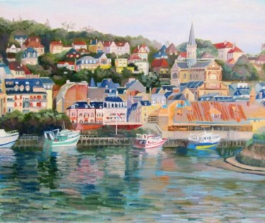 Peinture intitulée "Le Port de Trouville" par Fabien Leroy, Œuvre d'art originale
