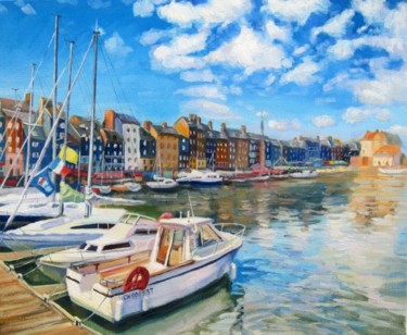 Peinture intitulée "Le Port de Honfleur" par Fabien Leroy, Œuvre d'art originale