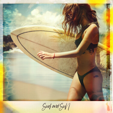 Digital Arts titled "SURF AND SUN" by Fabien Novarino, Original Artwork, Photo Montage