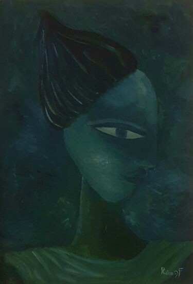 Pintura intitulada "La dame de l eau" por Fabien Réau, Obras de arte originais, Óleo