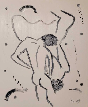 Ζωγραφική με τίτλο "Nu hommes" από Fabien Réau, Αυθεντικά έργα τέχνης, Λάδι Τοποθετήθηκε στο Ξύλινο φορείο σκελετό