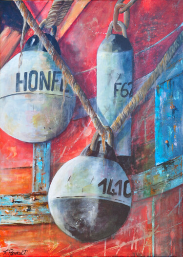 Картина под названием "Honfleur" - Fabien Renault, Подлинное произведение искусства, Акрил Установлен на Деревянная рама для…