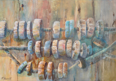 Flotteurs de filets Peinture intitulée "Flotteurs de filets" par Fabien Renault, Œuvre d'art originale, Acrylique Monté sur Châssis
