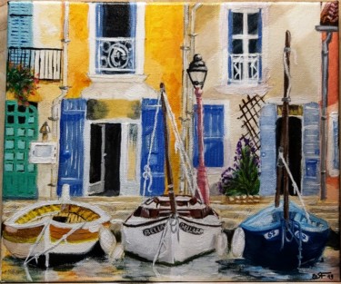 Pintura intitulada "Petit Port Provençal" por Fabien Roger (RFabien), Obras de arte originais, Acrílico