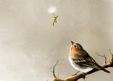 Digital Arts titled "robin-and-the-parac…" by Fabien Serre, Original Artwork, Digital Painting