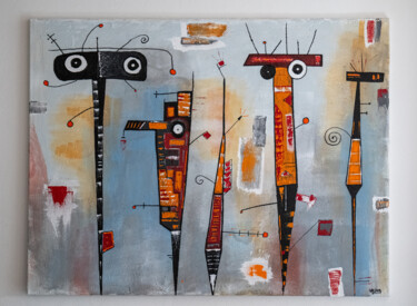 Painting titled "Family" by Fabien Valour (weytok), Original Artwork, Acrylic Mounted on Wood Stretcher frame