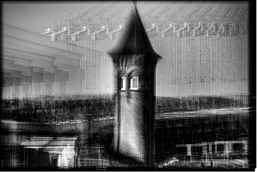 Fotografia intitolato "clocher" da Fabien Vanelslande, Opera d'arte originale, Fotografia manipolata