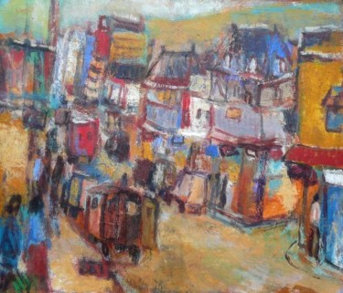 Painting titled "street scene" by Fabien Cango, Original Artwork, Oil