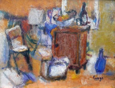 Painting titled "chairs and cupboard…" by Fabien Cango, Original Artwork, Oil