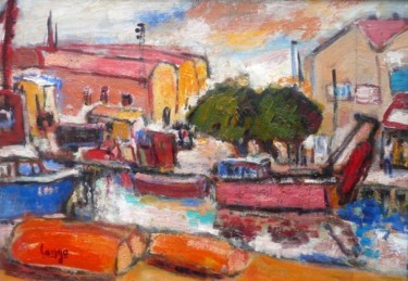Painting titled "the port" by Fabien Cango, Original Artwork