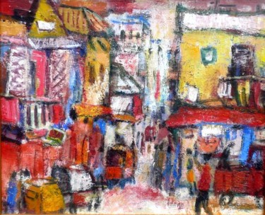 Painting titled "street scene" by Fabien Cango, Original Artwork