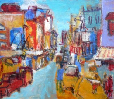Painting titled "blue street" by Fabien Cango, Original Artwork