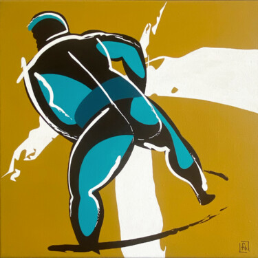 Painting titled "sumo 18" by Fabienne Boury, Original Artwork, Acrylic Mounted on Wood Stretcher frame
