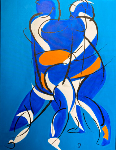 Painting titled "Sumo 9" by Fabienne Boury, Original Artwork, Acrylic Mounted on Wood Stretcher frame