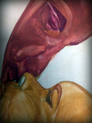 Peinture intitulée "un-baiser" par Fabienne Deguines, Œuvre d'art originale, Tempera