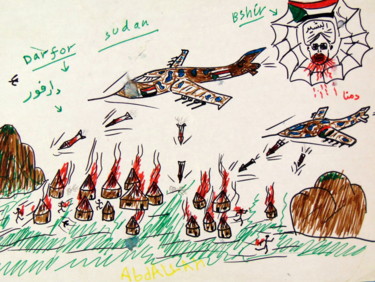 Drawing titled "la-guerre-l-horreur" by Fabienne Deguines, Original Artwork