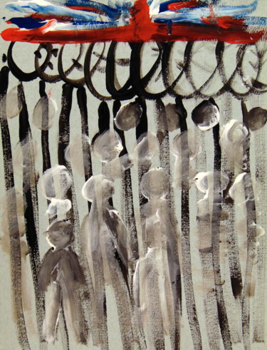 Peinture intitulée "calais la frontière…" par Fabienne Deguines, Œuvre d'art originale