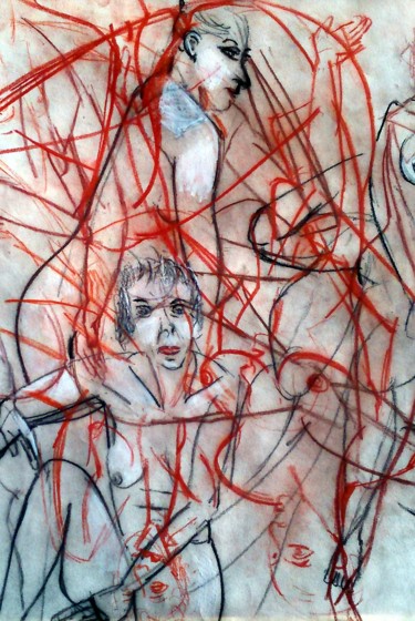 Peinture intitulée "ligne de corps" par Fabienne Deguines, Œuvre d'art originale, Pastel