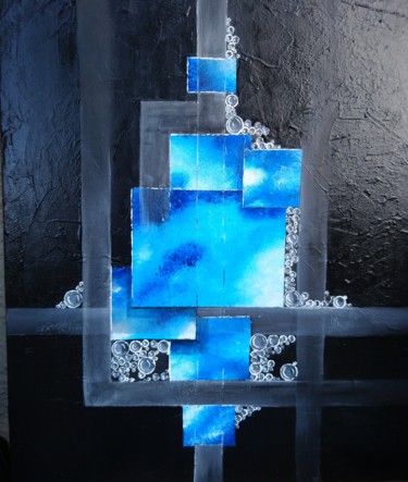 Peinture intitulée "Abstrait bleu" par Fabienne Dequidt, Œuvre d'art originale, Acrylique