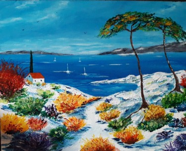 Peinture intitulée "Vers la mer" par Fabienne Dequidt, Œuvre d'art originale, Acrylique