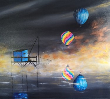 Peinture intitulée "Atmosphère N°3" par Fabienne Dequidt, Œuvre d'art originale, Acrylique