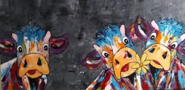 Peinture intitulée "Vaches pop" par Fabienne Dequidt, Œuvre d'art originale, Acrylique