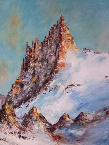 Painting titled "Montagne 2" by Fabienne Dequidt, Original Artwork, Acrylic Mounted on Wood Stretcher frame