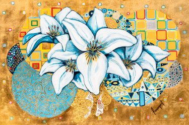 绘画 标题为“L'Or Bleu” 由Fabienne Haumont, 原创艺术品, 油
