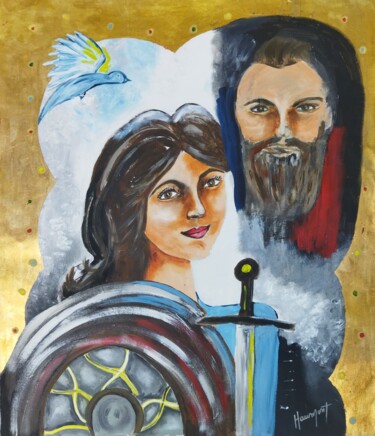 Painting titled "Viking" by Fabienne Haumont, Original Artwork, Acrylic