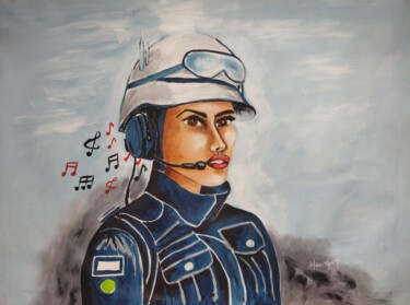 Ζωγραφική με τίτλο "Painter Air Force" από Fabienne Haumont, Αυθεντικά έργα τέχνης, Ακρυλικό