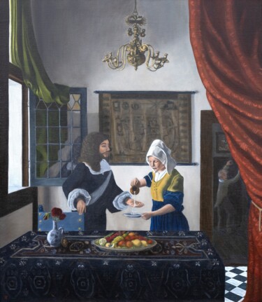 Pittura intitolato "The New Vermeer: "A…" da Fabienne Hofstede, Opera d'arte originale, Olio