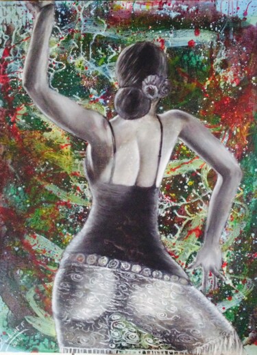 Painting titled "Amazone" by Fabienne Jean-Marie-Flore, Original Artwork, Oil Mounted on Wood Stretcher frame
