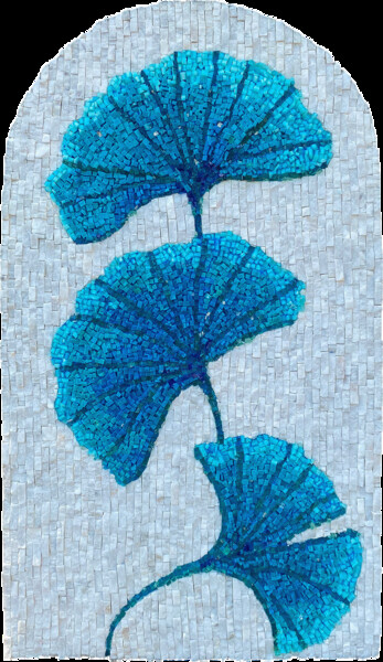 Sculpture titled "Ginkgo" by Fabienne Le Pajolec Moree, Original Artwork, Mosaic Mounted on Other rigid panel
