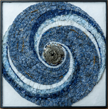 Sculpture titled "Océan" by Fabienne Le Pajolec Moree, Original Artwork, Mosaic Mounted on Other rigid panel