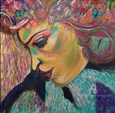 Peinture intitulée "Madame papillon" par Fabienne Lemarignier (Fypbie), Œuvre d'art originale, Acrylique