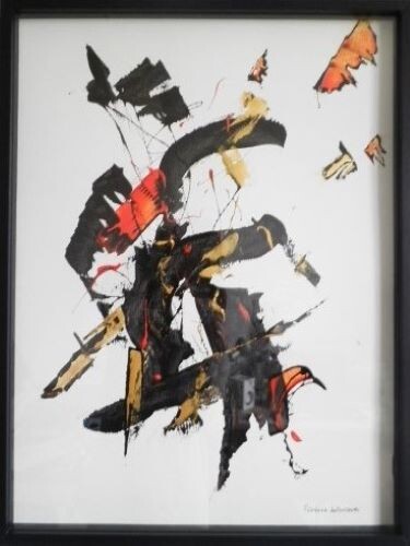 Painting titled "Art Abstrait (13345…" by Fabienne Letondeur, Original Artwork, Acrylic Mounted on Cardboard