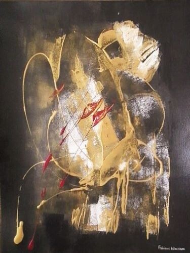 Painting titled "Voyage Dans L'Abstr…" by Fabienne Letondeur, Original Artwork, Acrylic Mounted on Cardboard
