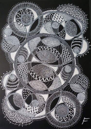 Painting titled "Cercles" by Fabienne Martin, Original Artwork