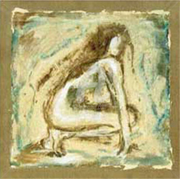 Malerei mit dem Titel "BAIGNEUSE 2" von Fabienne Martin, Original-Kunstwerk, Tempera