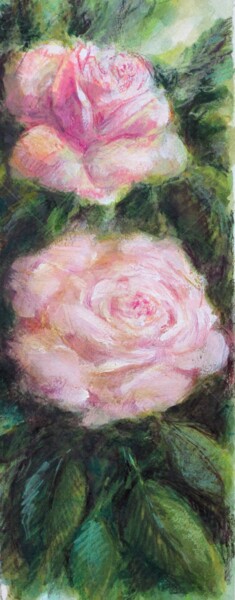 Dessin intitulée "Roses roses 1" par Fabienne Monestier, Œuvre d'art originale, Crayon