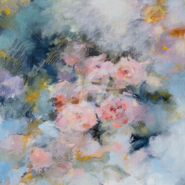 Painting titled "Roses impressionnis…" by Fabienne Monestier, Original Artwork, Acrylic