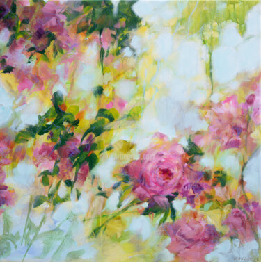 Painting titled "Roses" by Fabienne Monestier, Original Artwork, Acrylic