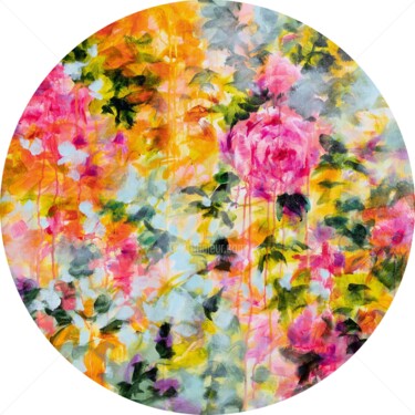 Peinture intitulée "Floral psychédéliqu…" par Fabienne Monestier, Œuvre d'art originale, Acrylique Monté sur Châssis en bois