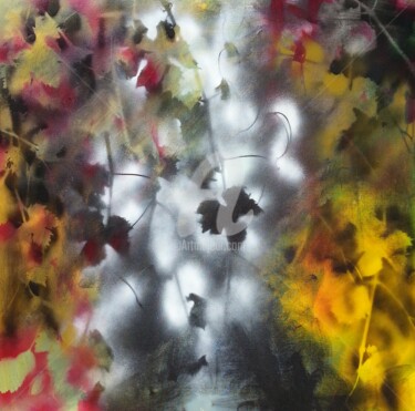 Peinture intitulée "Feuillages abstrait…" par Fabienne Monestier, Œuvre d'art originale, Acrylique Monté sur Châssis en bois