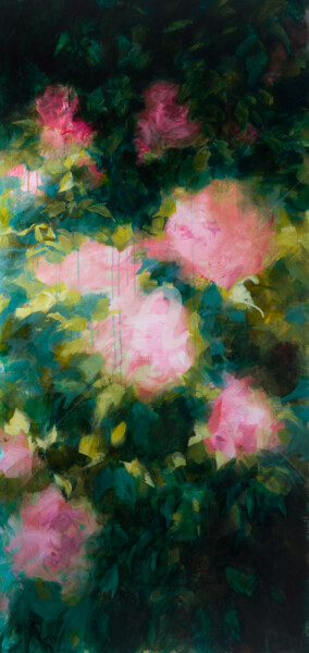 Peinture intitulée "Roses délicates" par Fabienne Monestier, Œuvre d'art originale, Acrylique Monté sur Châssis en bois