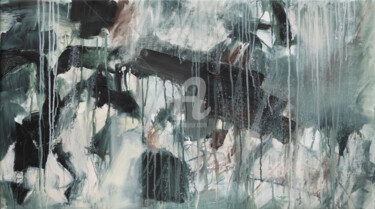 「Abstrait en gris, b…」というタイトルの絵画 Fabienne Monestierによって, オリジナルのアートワーク, アクリル ウッドストレッチャーフレームにマウント